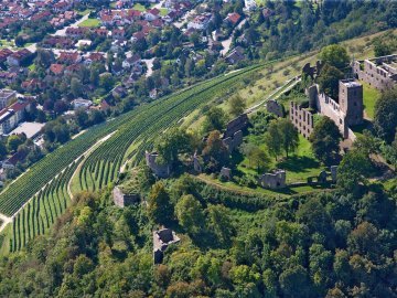 Festungsruine Hohentwiel im Sommer - Drohnenansicht